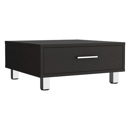 Tuhome Beijing Coffee Table, One Drawer, Four Legs, Black MLW7874